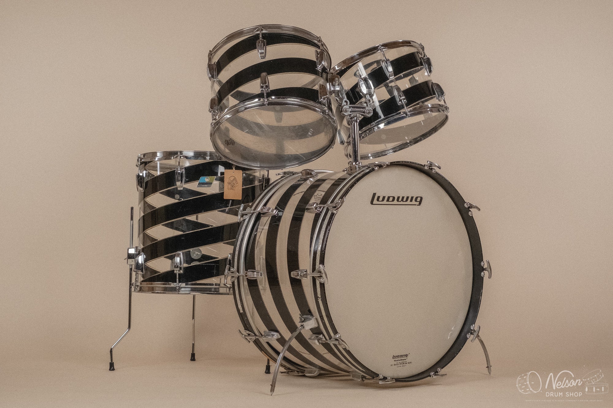 1970s Ludwig Vistalite Pattern C in Smoke/Clear - 14x24, 16x16, 10x14, 9x13