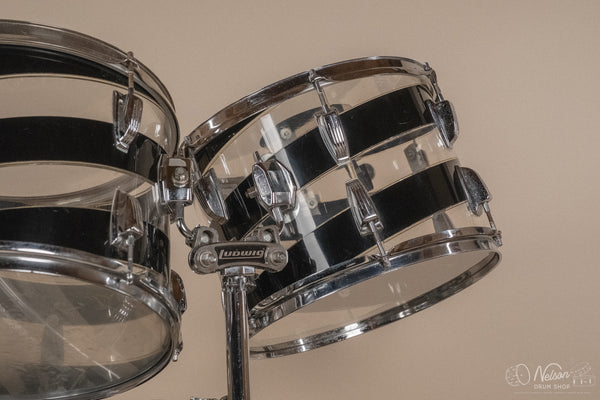 1970s Ludwig Vistalite Pattern C in Smoke/Clear - 14x24, 16x16, 10x14, 9x13