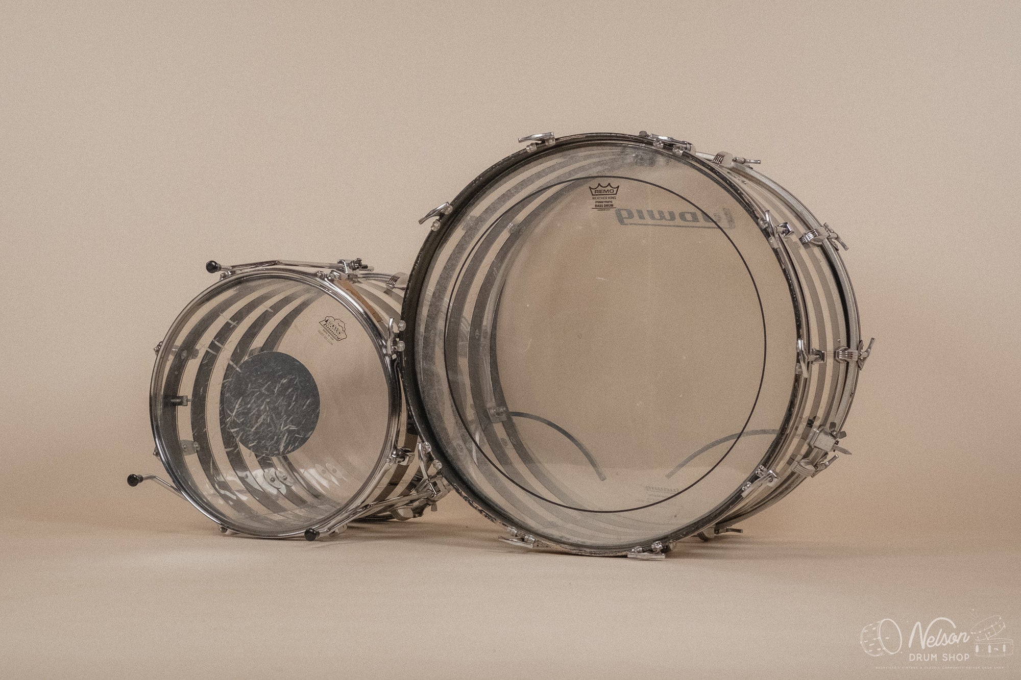 1970s Ludwig Vistalite Pattern C in Smoke/Clear - 14x24, 16x16, 10x14, 9x13