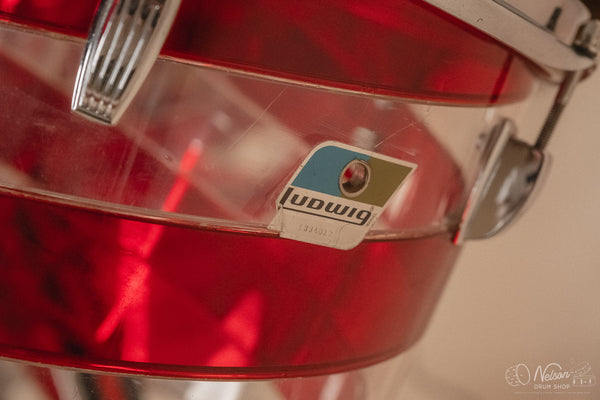 1970s Ludwig Vistalite Pattern C in Red/Clear - 14x22, 9x13ct, 10x14ct, 12x15ct, 14x16ct, 16x16