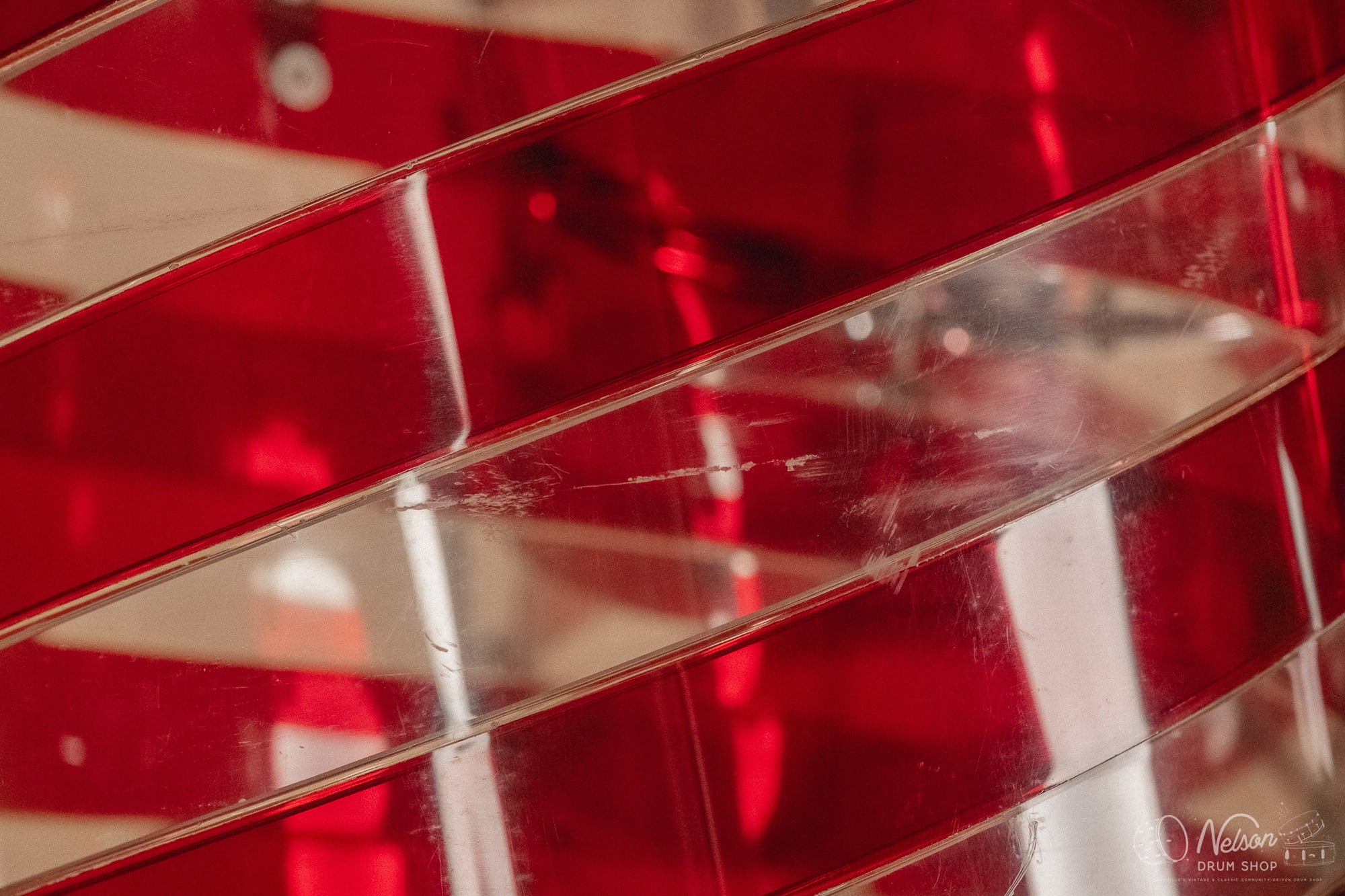 1970s Ludwig Vistalite Pattern C in Red/Clear - 14x22, 9x13ct, 10x14ct, 12x15ct, 14x16ct, 16x16