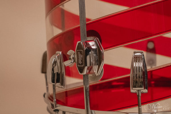 1970s Ludwig Vistalite Pattern C in Red/Clear - 14x22, 9x13ct, 10x14ct, 12x15ct, 14x16ct, 16x16