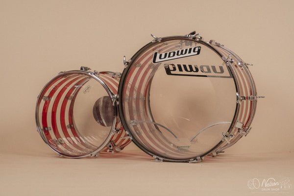 1970s Ludwig Vistalite Pattern C in Red/Clear - 14x22, 9x13ct, 10x14ct, 12x15ct, 14x16ct, 16x16
