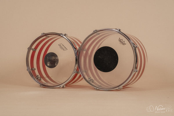 1970s Ludwig Vistalite Pattern C in Red/Clear - 14x22, 9x13ct, 10x14ct, 12x15ct, 14x16ct, 16x16