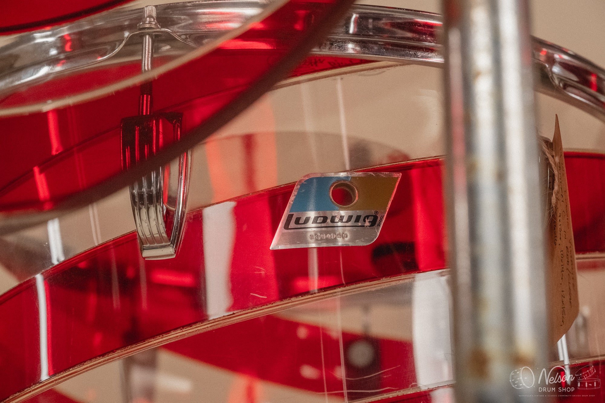 1970s Ludwig Vistalite Pattern C in Red/Clear - 14x22, 9x13ct, 10x14ct, 12x15ct, 14x16ct, 16x16