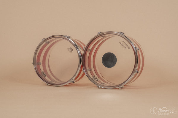 1970s Ludwig Vistalite Pattern C in Red/Clear - 14x22, 9x13ct, 10x14ct, 12x15ct, 14x16ct, 16x16