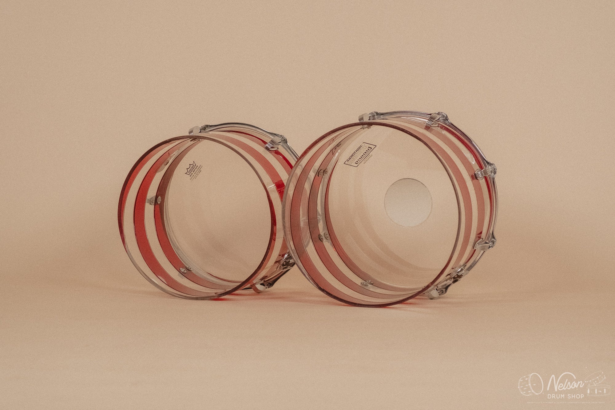 1970s Ludwig Vistalite Pattern C in Red/Clear - 14x22, 9x13ct, 10x14ct, 12x15ct, 14x16ct, 16x16