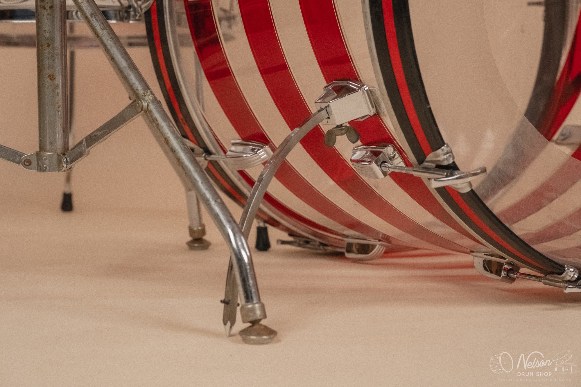 1970s Ludwig Vistalite Pattern C in Red/Clear - 14x22, 9x13ct, 10x14ct, 12x15ct, 14x16ct, 16x16