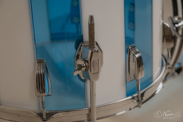 1970s Ludwig Vistalite 'Pattern F' in Blue & White - 14x22, 8x12, 16x16