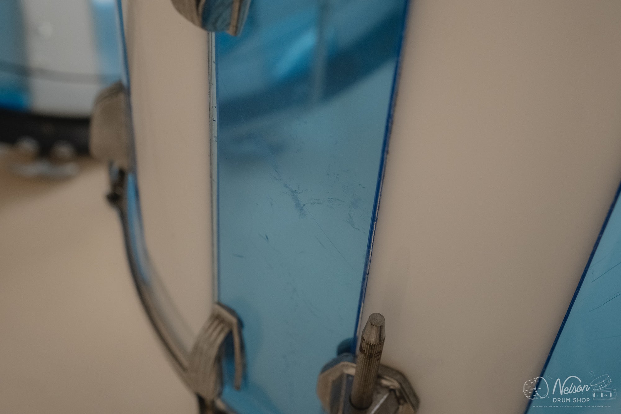 1970s Ludwig Vistalite 'Pattern F' in Blue & White - 14x22, 8x12, 16x16