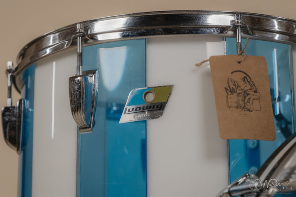 1970s Ludwig Vistalite 'Pattern F' in Blue & White - 14x22, 8x12, 16x16