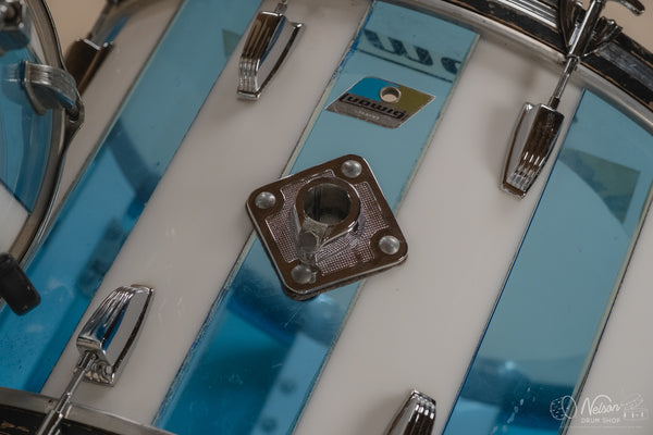 1970s Ludwig Vistalite 'Pattern F' in Blue & White - 14x22, 8x12, 16x16