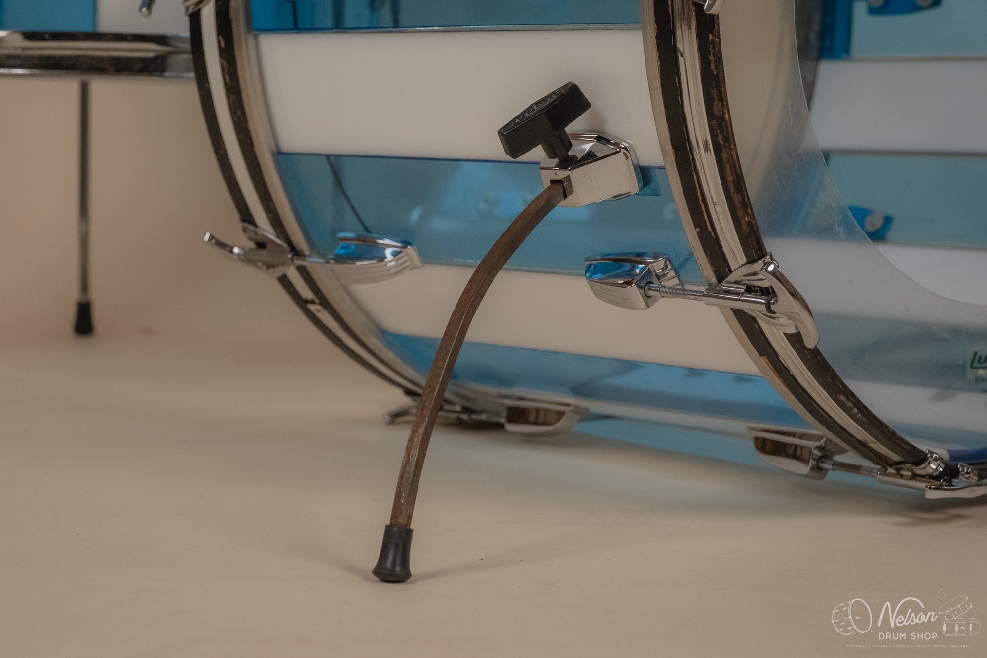 1970s Ludwig Vistalite 'Pattern F' in Blue & White - 14x22, 8x12, 16x16