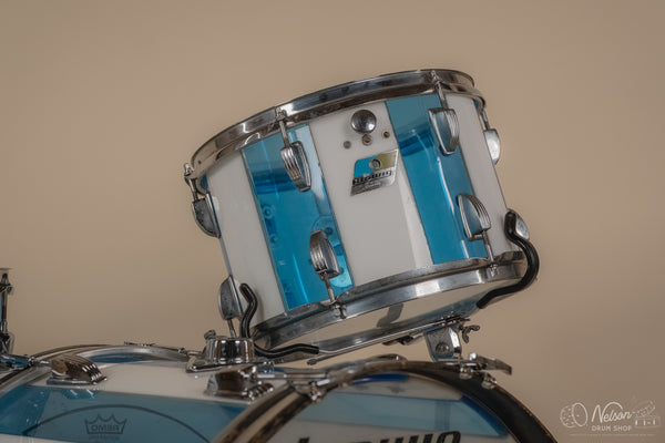 1970s Ludwig Vistalite 'Pattern F' in Blue & White - 14x22, 8x12, 16x16