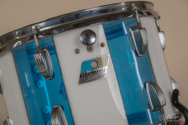 1970s Ludwig Vistalite 'Pattern F' in Blue & White - 14x22, 8x12, 16x16
