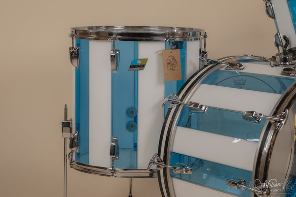 1970s Ludwig Vistalite 'Pattern F' in Blue & White - 14x22, 8x12, 16x16