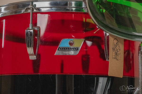 1970s Ludwig Vistalite 'Big Beat' Pattern A in Red/Black/Green - 14x22, 8x12, 9x13, 16x16