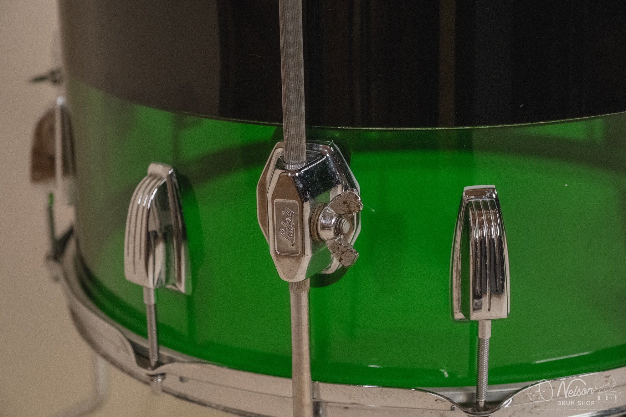 1970s Ludwig Vistalite 'Big Beat' Pattern A in Red/Black/Green - 14x22, 8x12, 9x13, 16x16