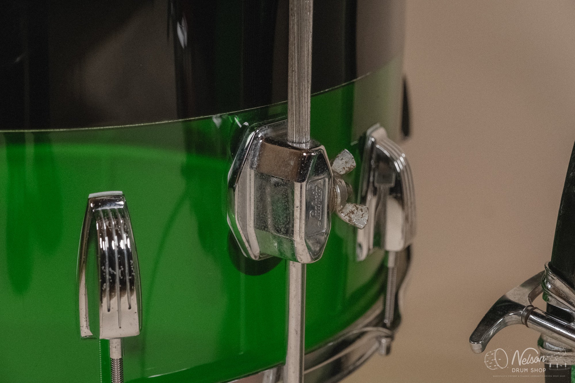 1970s Ludwig Vistalite 'Big Beat' Pattern A in Red/Black/Green - 14x22, 8x12, 9x13, 16x16