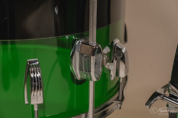 1970s Ludwig Vistalite 'Big Beat' Pattern A in Red/Black/Green - 14x22, 8x12, 9x13, 16x16