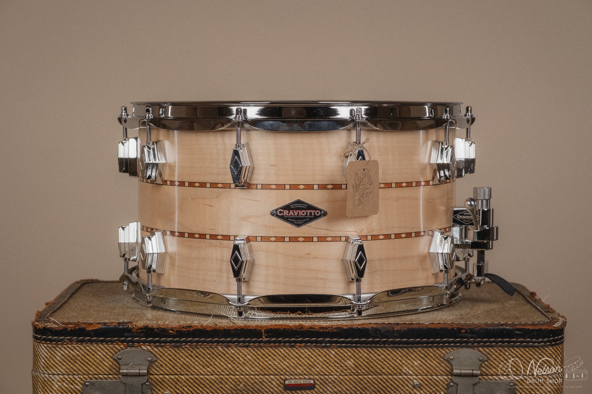 Craviotto Custom Shop Maple w/ Double Walnut Inlays - 8x14