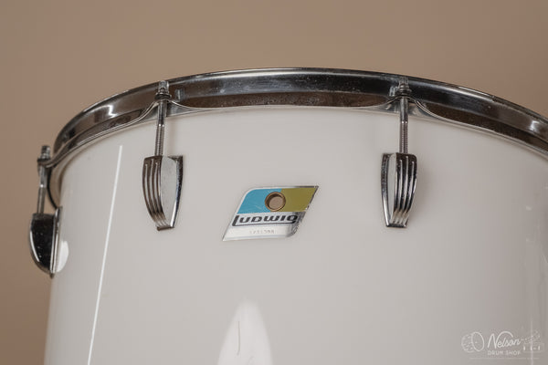 1970's Ludwig 'Power Factory' in White Vistalite - 14x24, 6.5x10, 8x12, 9x13, 10x14, 12x15, 16x18