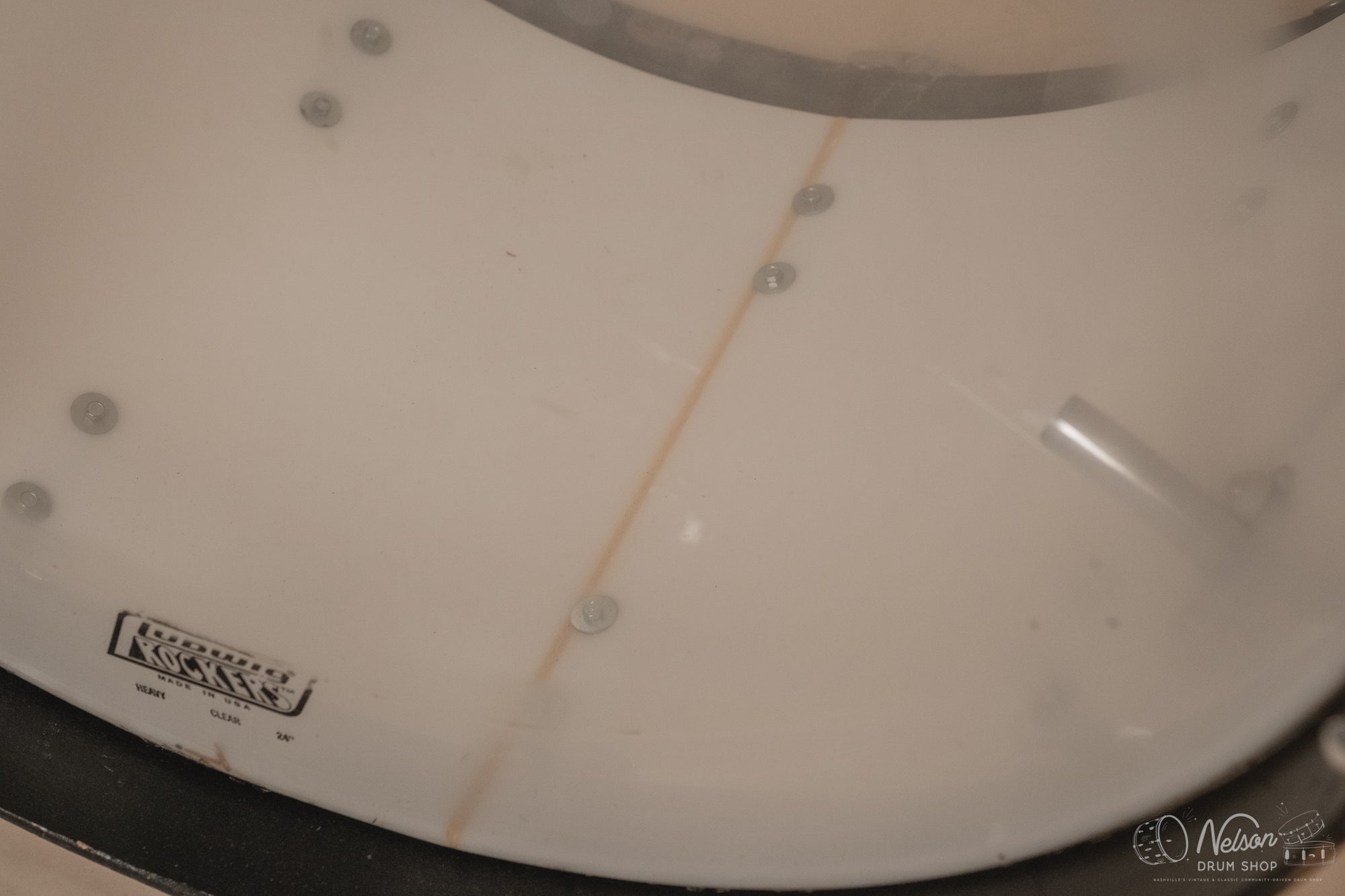 1970's Ludwig 'Power Factory' in White Vistalite - 14x24, 6.5x10, 8x12, 9x13, 10x14, 12x15, 16x18