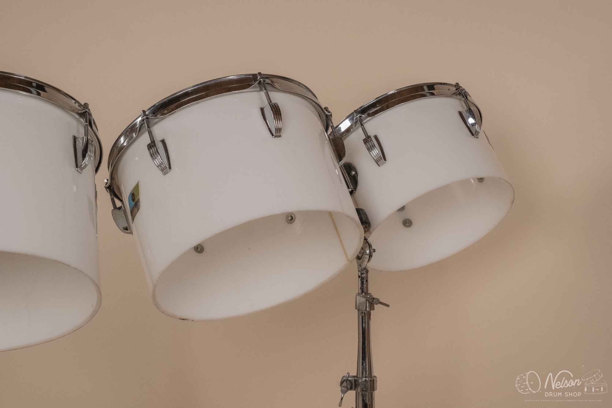 1970's Ludwig 'Power Factory' in White Vistalite - 14x24, 6.5x10, 8x12, 9x13, 10x14, 12x15, 16x18