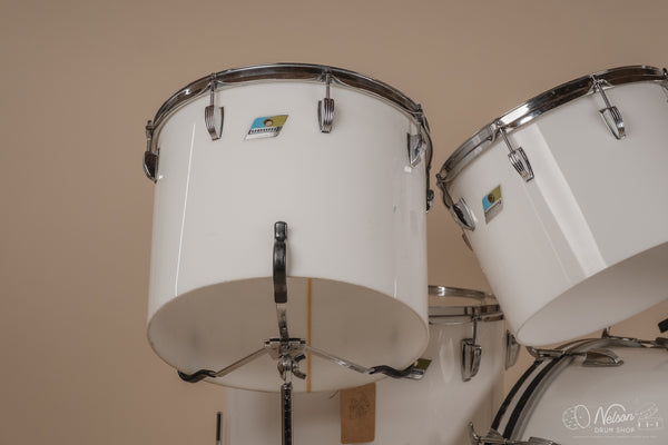 1970's Ludwig 'Power Factory' in White Vistalite - 14x24, 6.5x10, 8x12, 9x13, 10x14, 12x15, 16x18