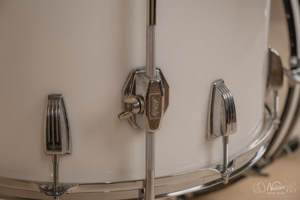 1970's Ludwig 'Power Factory' in White Vistalite - 14x24, 6.5x10, 8x12, 9x13, 10x14, 12x15, 16x18