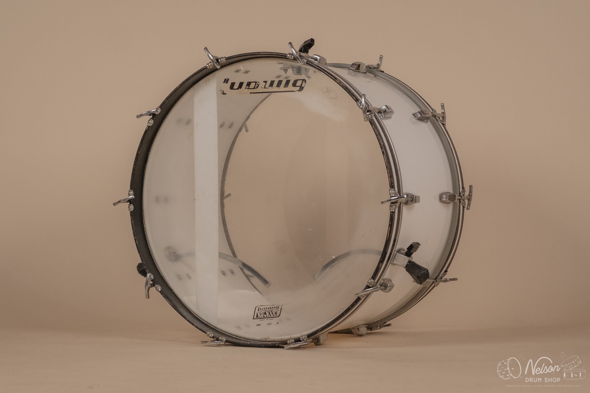 1970s Ludwig 'Power Factory' in White Vistalite - 14x24, 6.5x10
