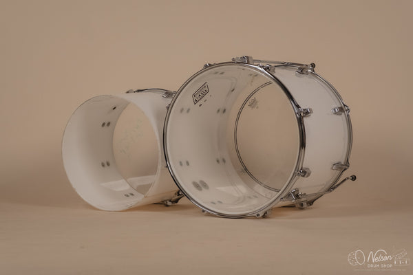1970's Ludwig 'Power Factory' in White Vistalite - 14x24, 6.5x10, 8x12, 9x13, 10x14, 12x15, 16x18