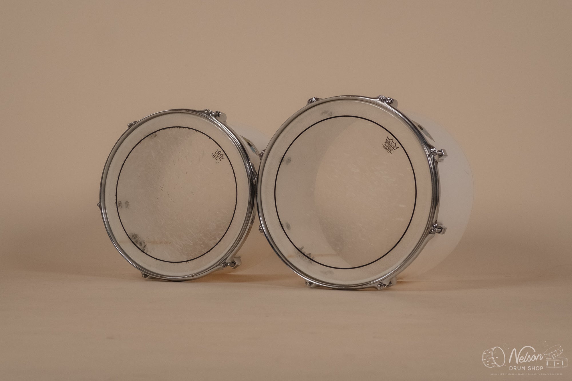 1970's Ludwig 'Power Factory' in White Vistalite - 14x24, 6.5x10, 8x12, 9x13, 10x14, 12x15, 16x18