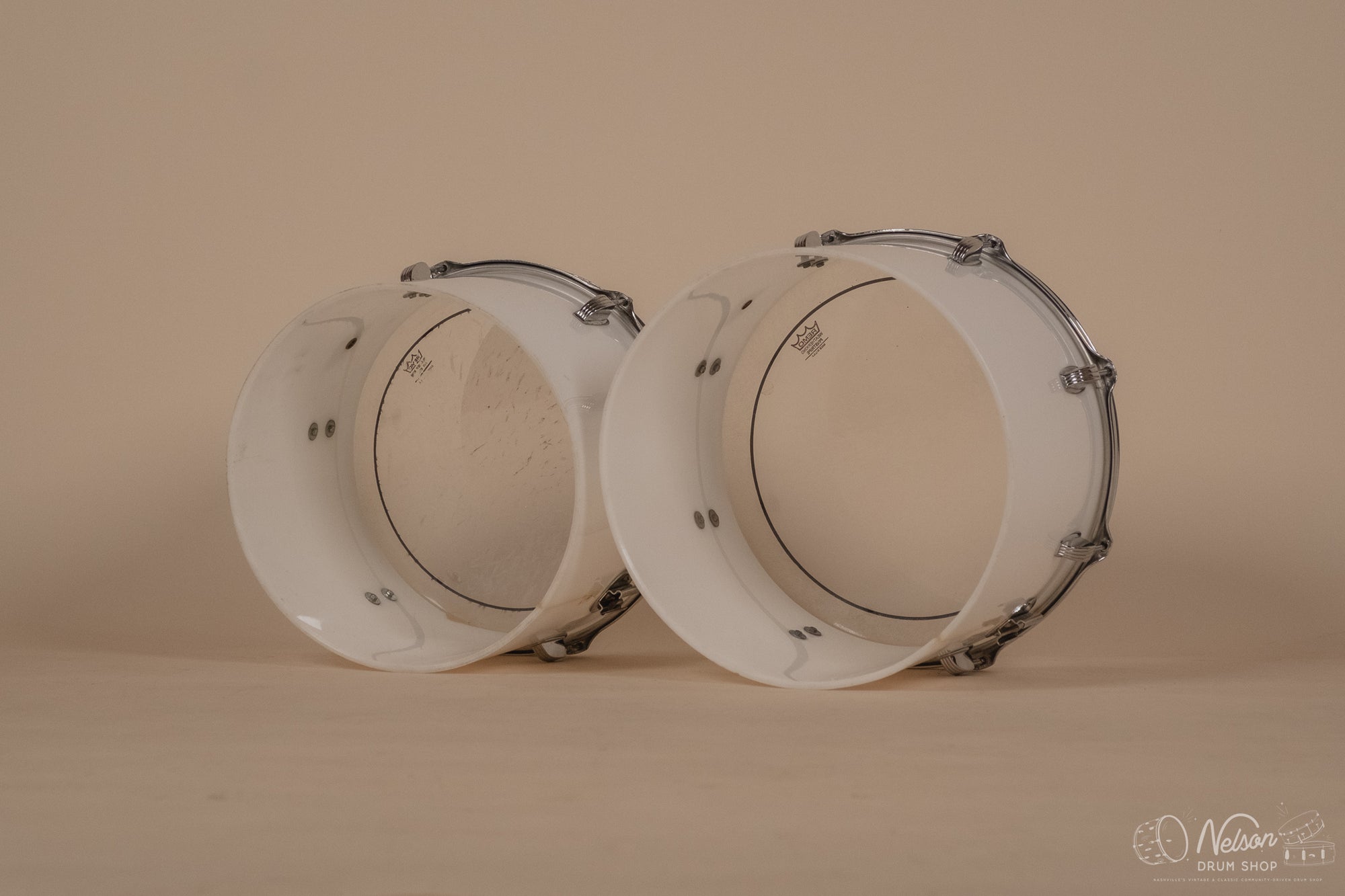 1970's Ludwig 'Power Factory' in White Vistalite - 14x24, 6.5x10, 8x12, 9x13, 10x14, 12x15, 16x18