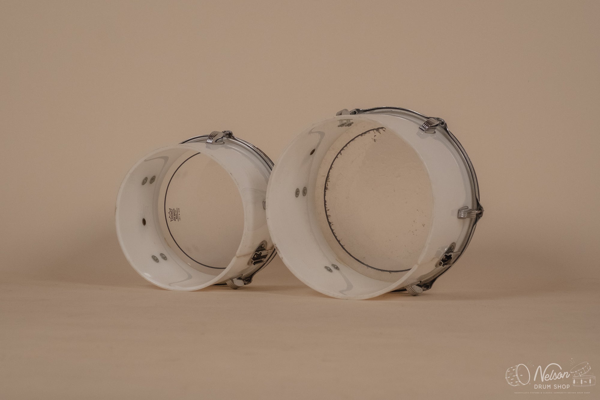 1970's Ludwig 'Power Factory' in White Vistalite - 14x24, 6.5x10, 8x12, 9x13, 10x14, 12x15, 16x18