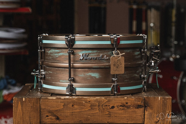 Woods Custom Drums Copper Patina Over 6 Ply Ash - 6.5x14 – Nelson